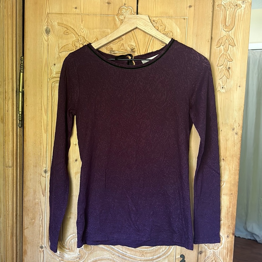 Lace Sweater with Velvet Tie in Back